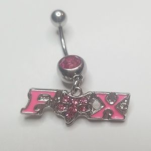 Pink Fox racing belly ring